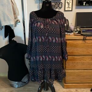 Paisley print mesh swim cover up